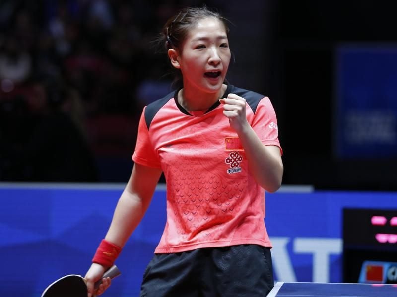 Liu Shiwen vom Team China jubelt über ihren ersten Einzel-Weltmeistertitel im Tischtennis. Foto: Ye Pingfan/XinHua