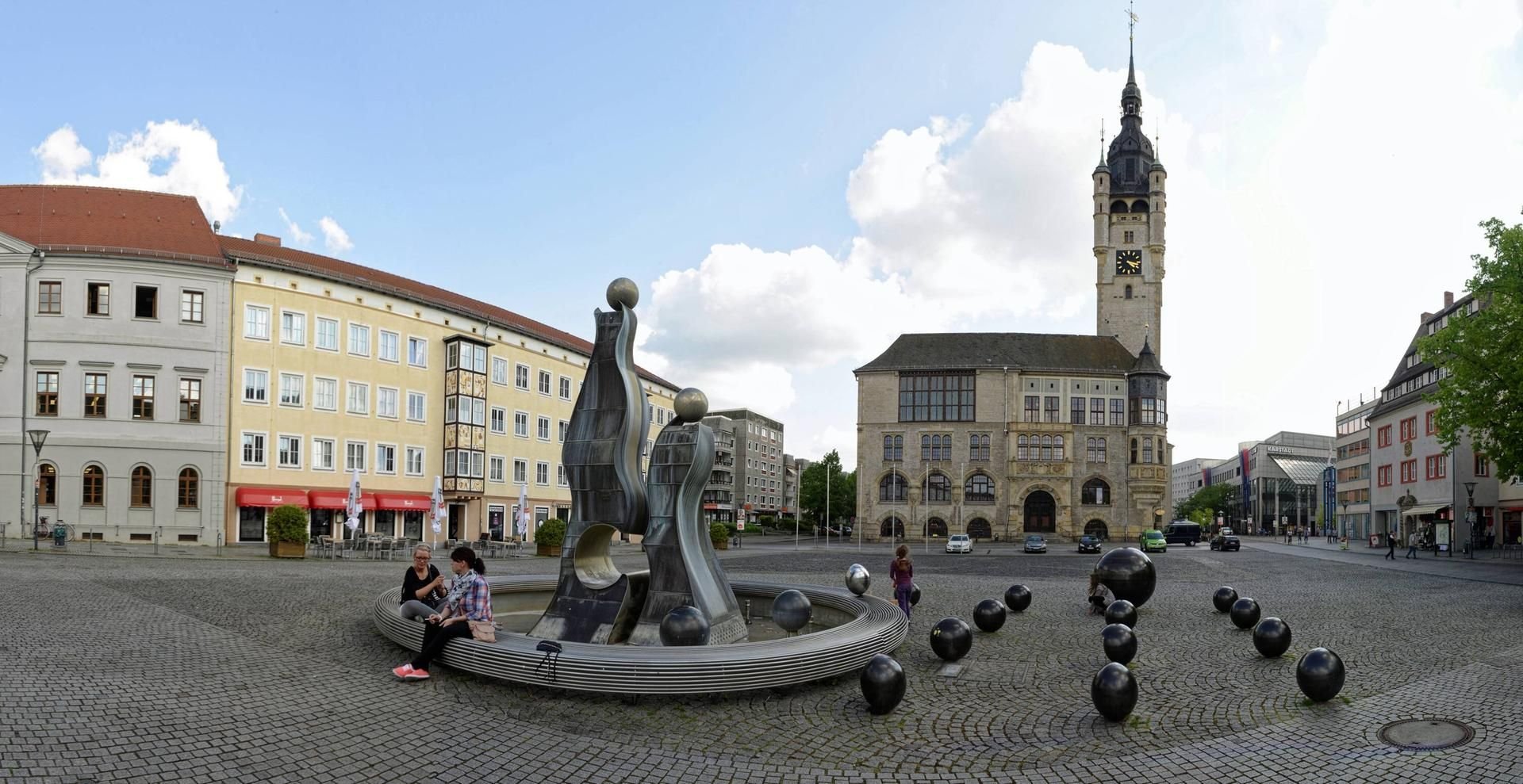 Der Marktplatz in der Dessauer Innenstadt.
