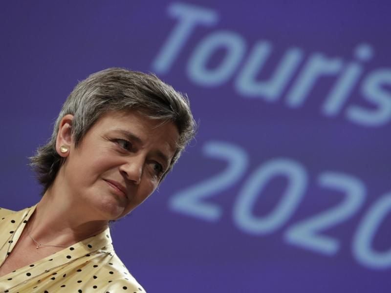 Fürchtet um den Wettbewerb durch riesige Unterschiede bei den Corona-Hilfen in den EU-Ländern: Margrethe Vestager, Vizepräsidentin der Europäischen Kommission. Foto: Olivier Hoslet/EPA Pool/AP/dpa