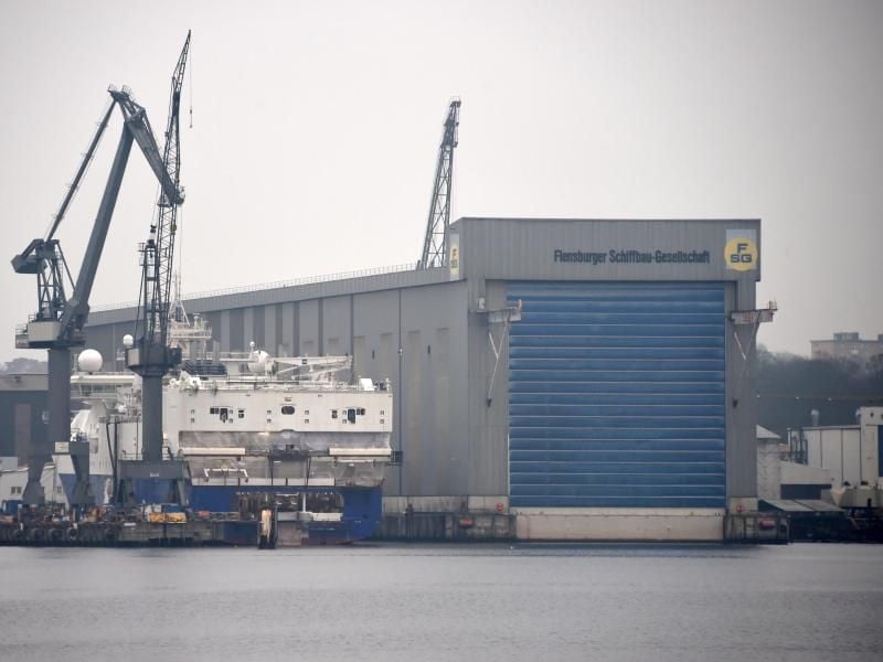 Blick auf die Flensburger Schiffbau-Gesellschaft. Foto: Carsten Rehder/Archiv