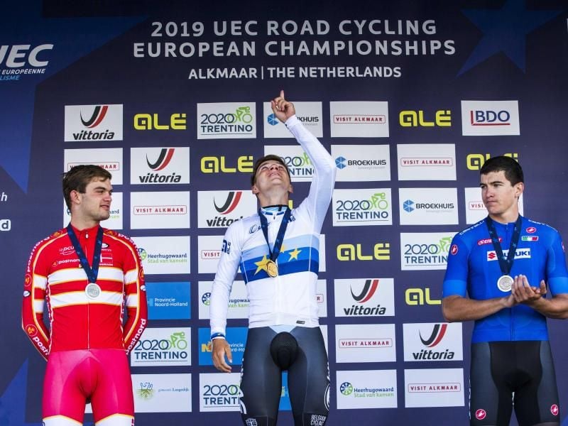 Remco Evenepoel widmet seinen WM-Sieg dem verstorbenen Bjorg Lambrecht. Foto: Vincent Jannink/ANP