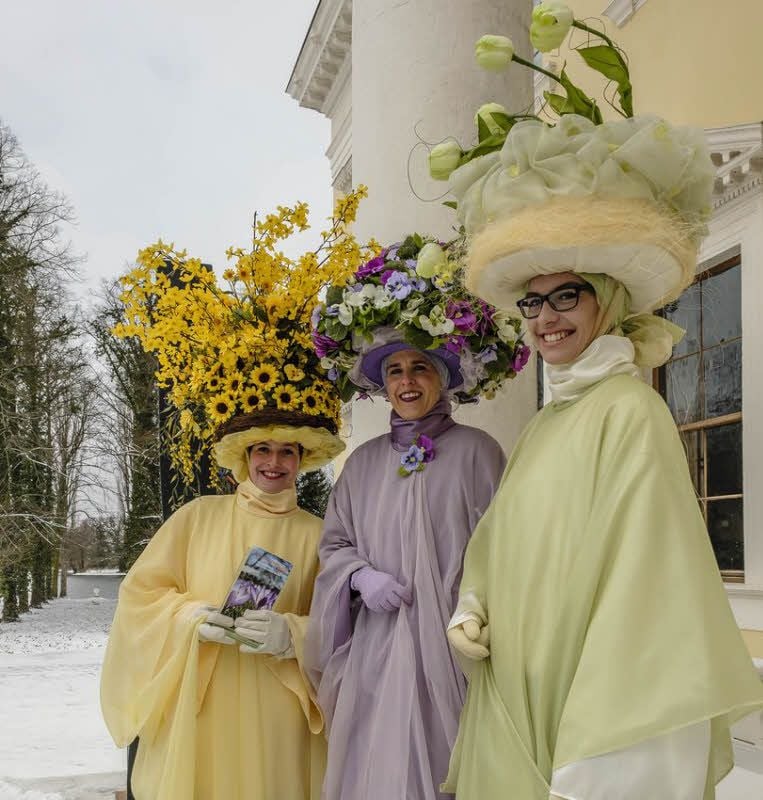 Trotz Schnee und Kälte zeigten sich Forsythia, Stiefmütterchen und Tulpe zum Wörlitzer Frühlingserwachen.