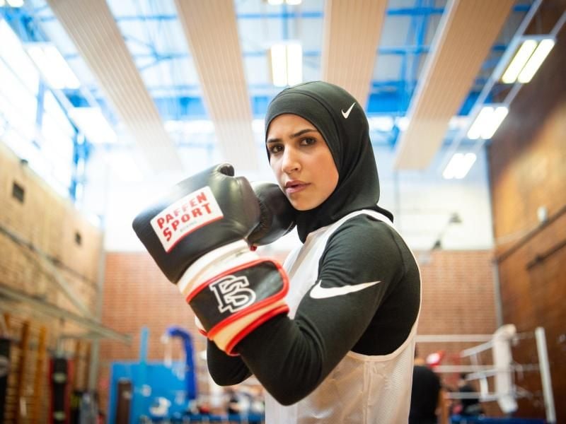 Boxerin Zeina Nassar ist die deutsche Meisterin im Federgewicht. Foto: Arne Immanuel Bänsch