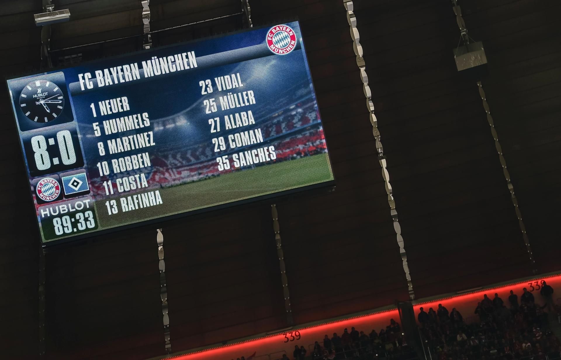 Ein mehr als eindeutiges Ergebnis war am Ende der Partie FC Bayern München gegen HSV zu sehen.