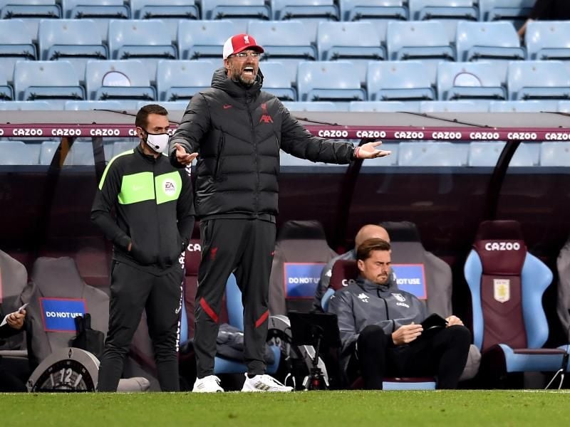 Jürgen Klopp , Trainer des FC Liverpool, gestikuliert an der Seitenlinie. Foto: Peter Powell/PA Wire/dpa