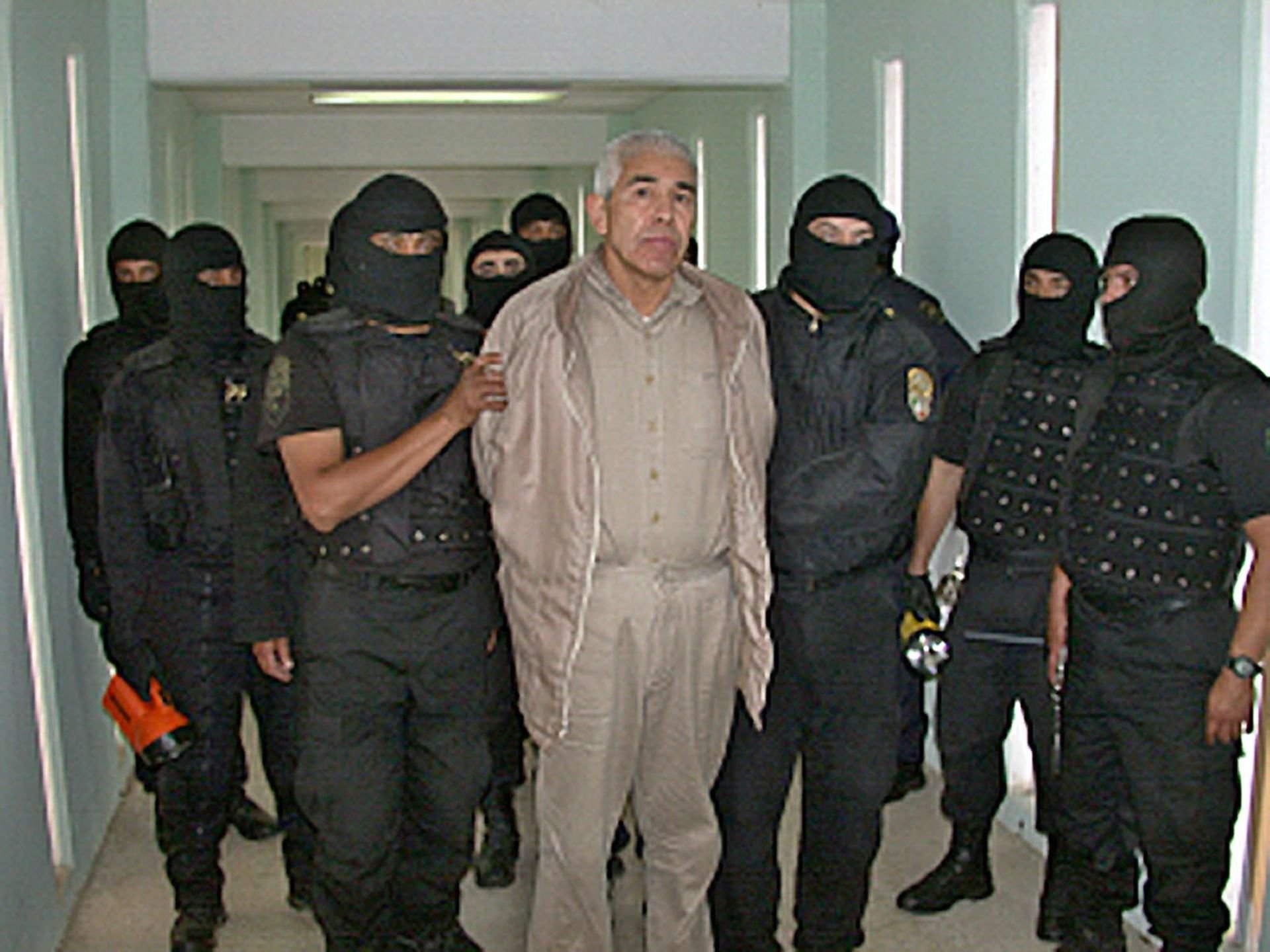 Rafael Caro Quintero (M.) in einem Gefängnis in Guadalajara, Mexiko.