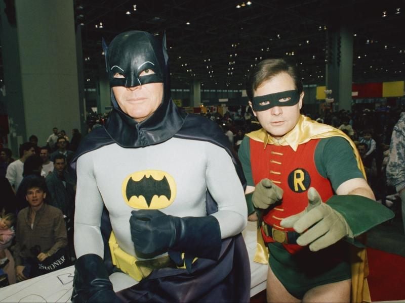 Adam West als Batman und Burt Ward als Robin (1989 in Chicago). Foto: Mark Elias