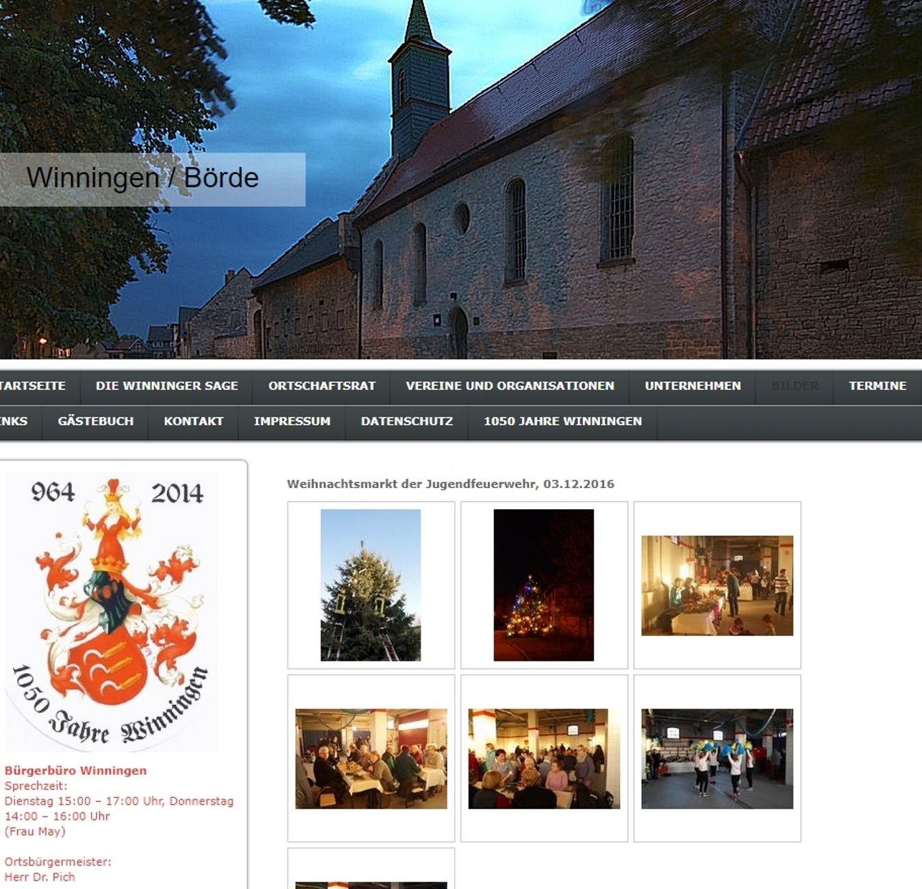 Die letzten Fotos auf der Webseite von Winningen stammen von Weihnachten 2016.