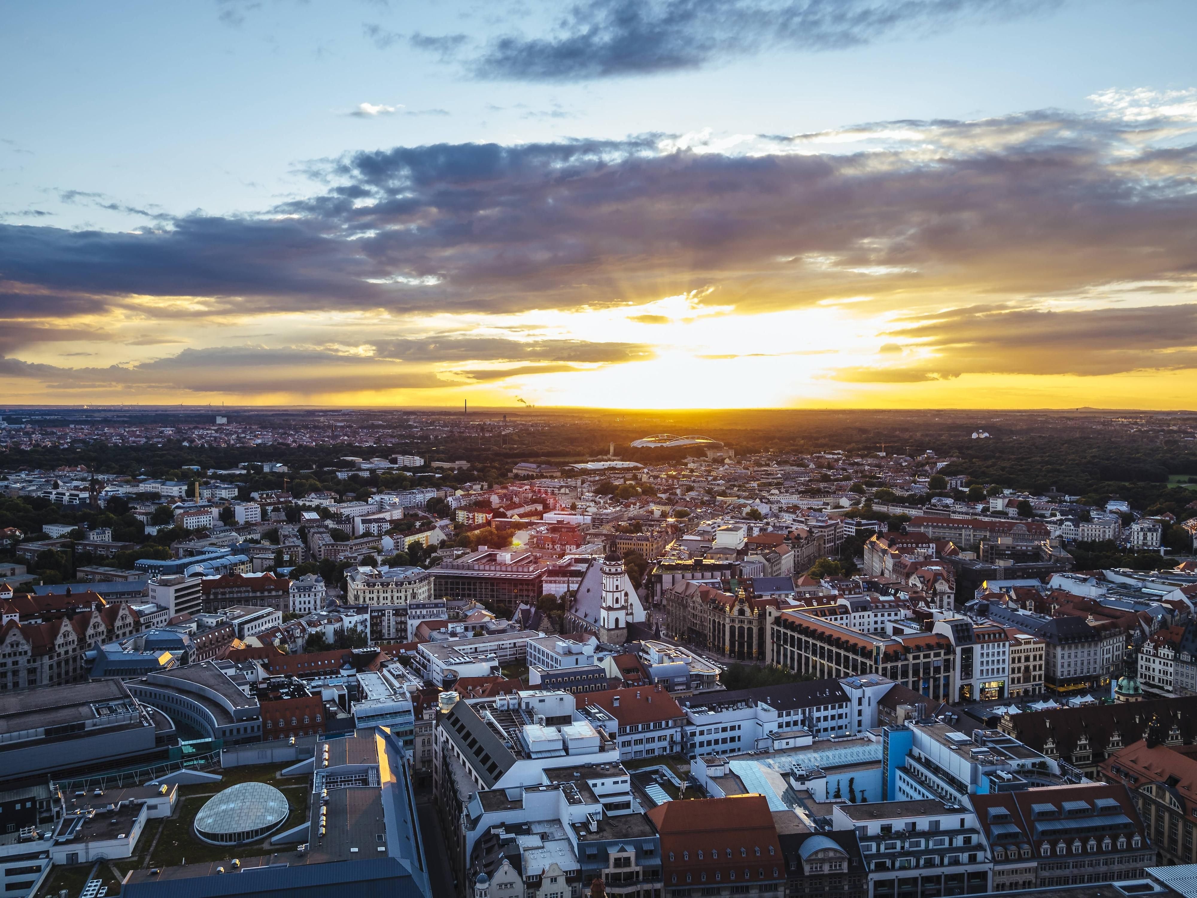 Ein Blick von oben auf Leipzig.