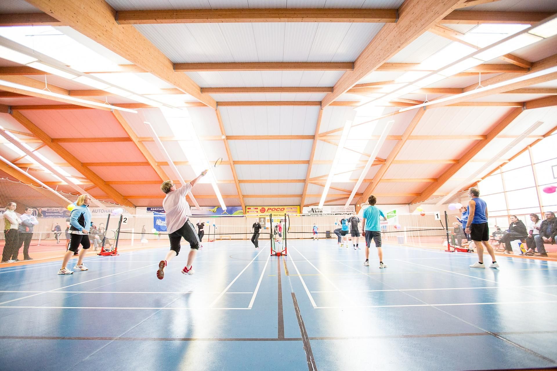 Badminton-Spieler im Sportpark Dessau