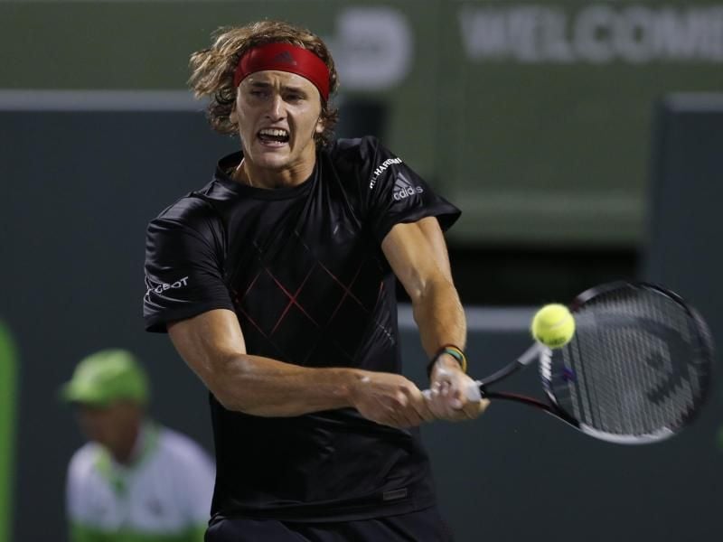 Alexander Zverev steht in Miami im Achtelfinale. Foto: Joe Skipper/AP