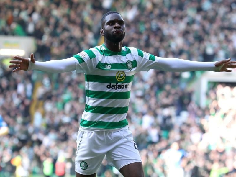 Celtic Glasgows Odsonne Edouard feiert das erste Tor seiner Mannschaft. Foto: Andrew Milligan/PA Wire