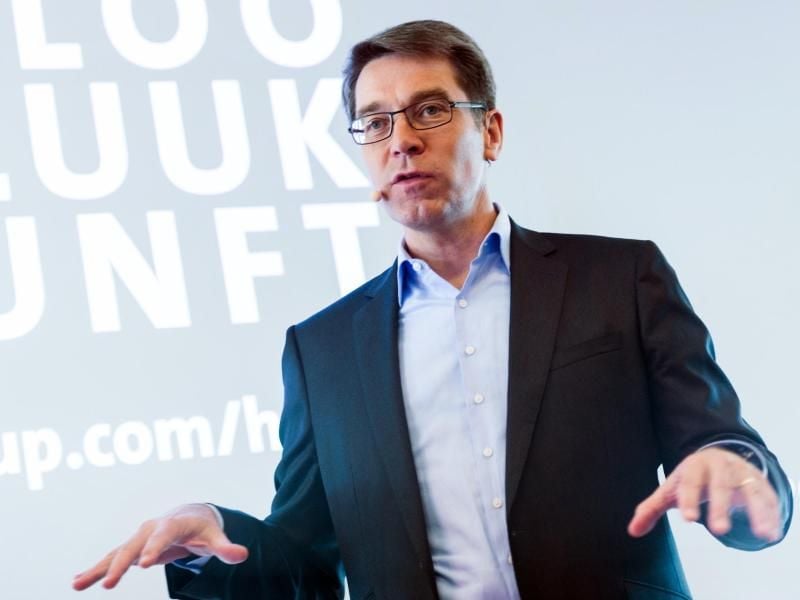 Alexander Birken, Vorstandsvorsitzender der Otto Group, spricht. Foto: Christophe Gateau