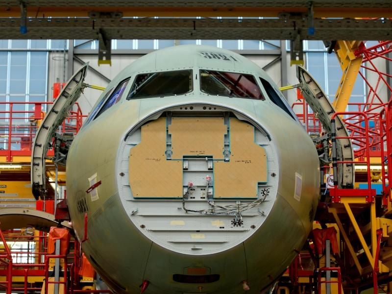 Der Rumpf von einem Airbus in Hamburg-Finkenwerder. Foto: Sven Hoppe/Archiv