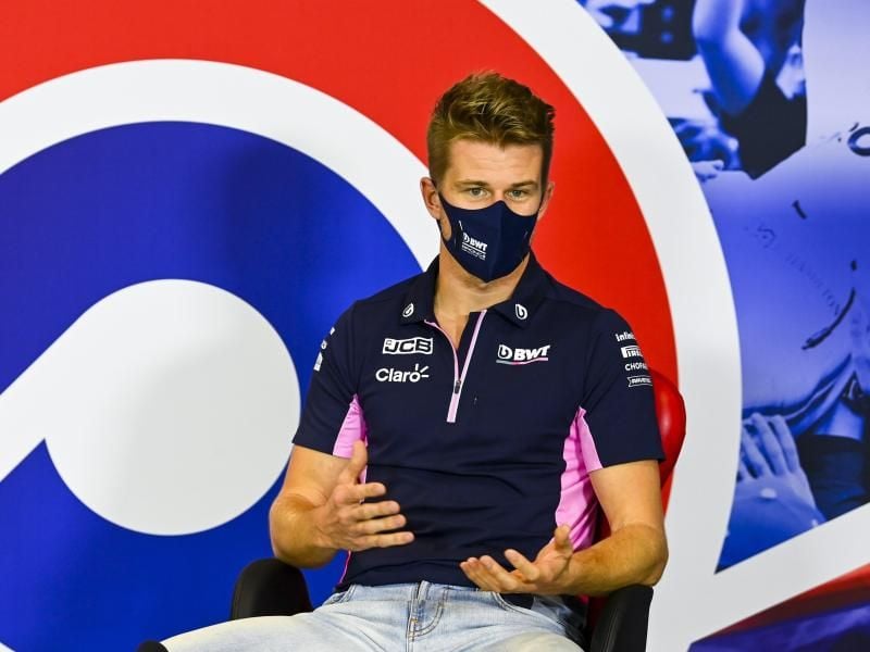 Nico Hülkenberg fährt in Silverstone wieder für das Team Racing Point. Foto: Mark Sutton/Pool Motorsport Images/AP/dpa