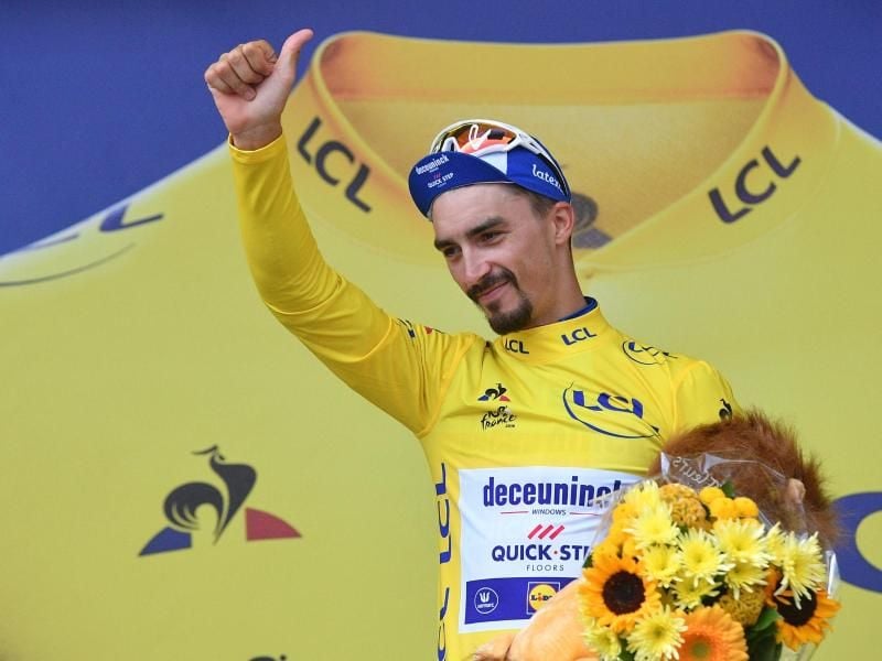 Will das Gelbe Trikot einfach nicht ausziehen: Julian Alaphilippe. Foto: David Stockman/BELGA