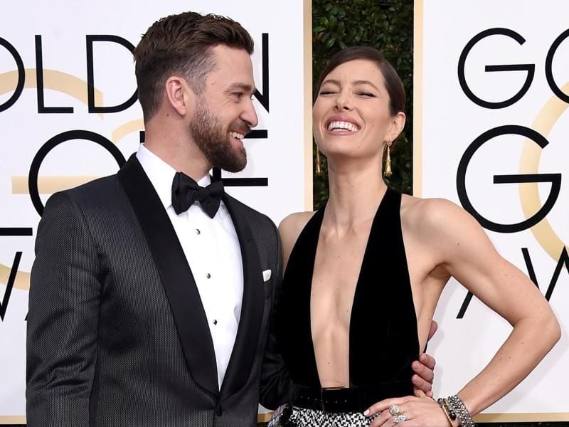 Justin Timberlake (l) und Jessica Biel bei der Verleihung der Golden Globe Awards 2017. Foto: Jordan Strauss