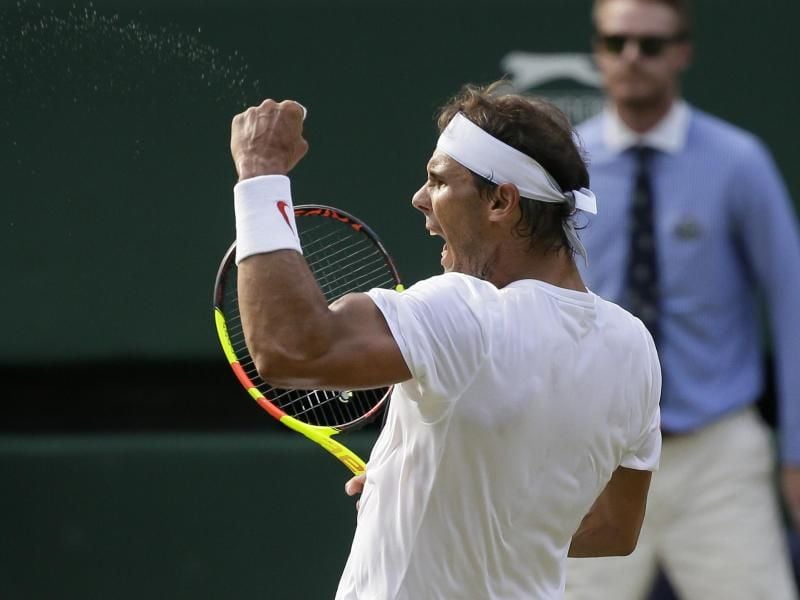 Rafael Nadal jubelt. Der Spanier erreichte ebenso das Halbfinale. Foto: Tim Ireland/AP