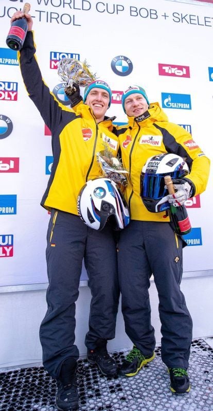 Thorsten Margis (l.) und sein Pilot Francesco Friedrich