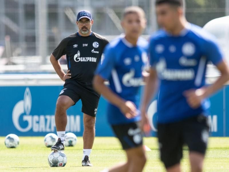 Der neue Schalke-Trainer David Wagner leitete sein erstes Training in Gelsenkirchen. Foto: Bernd Thissen