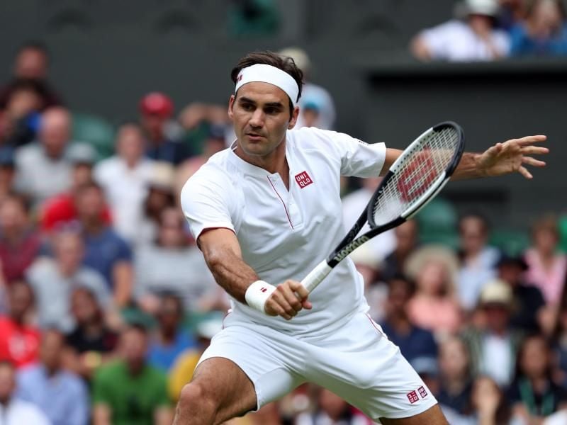 Roger Federer spielte in Wimbledon erstmals in seinem neuen Outfit. Foto: Jonathan Brady/PA Wire