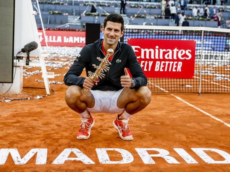 Novak Djokovic hatte 2019 die Madrid Open gewonnen. Foto: Enrique de la Fuente/gtres/dpa