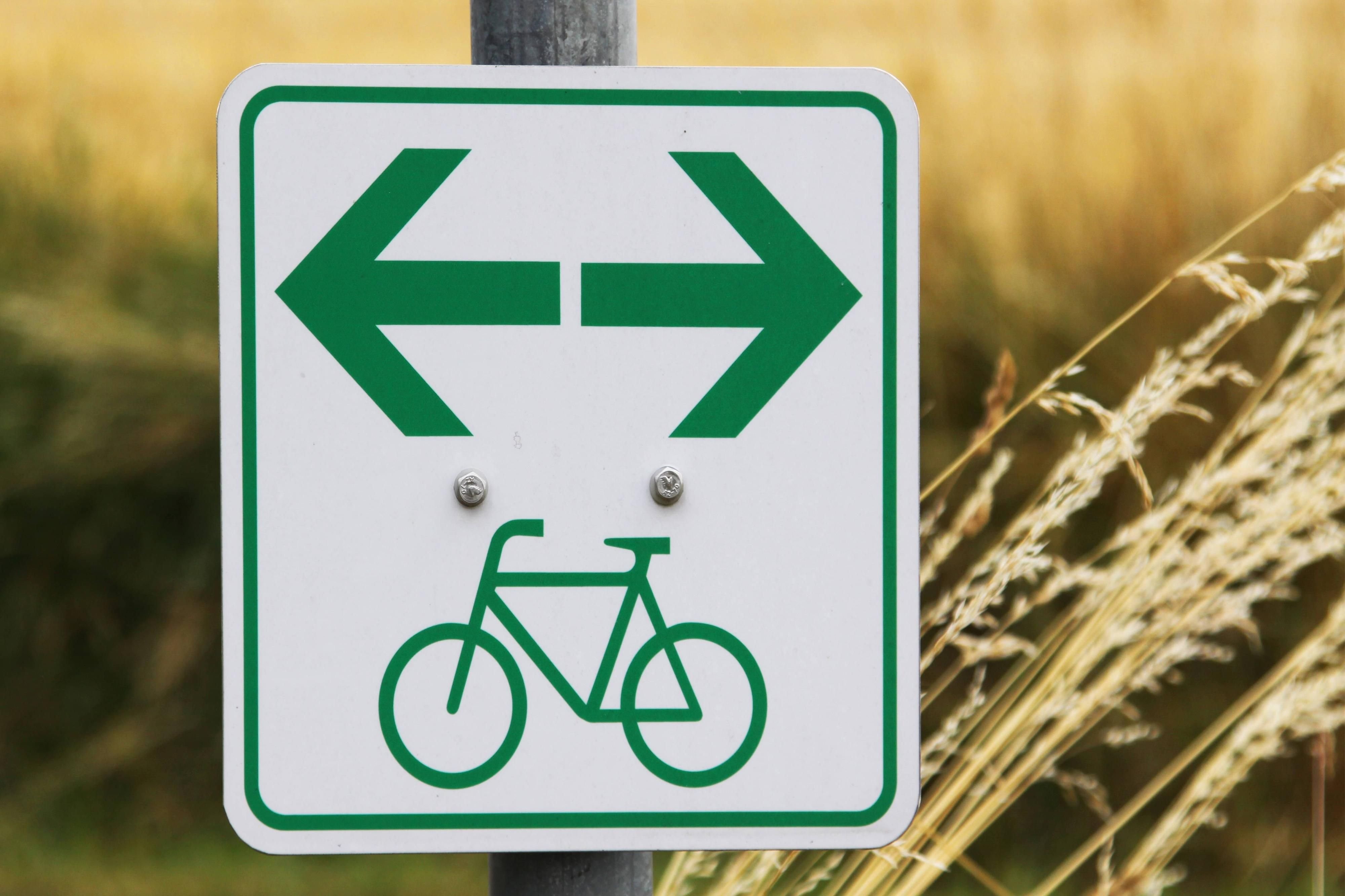 Das Zeichen für einen Radweg.