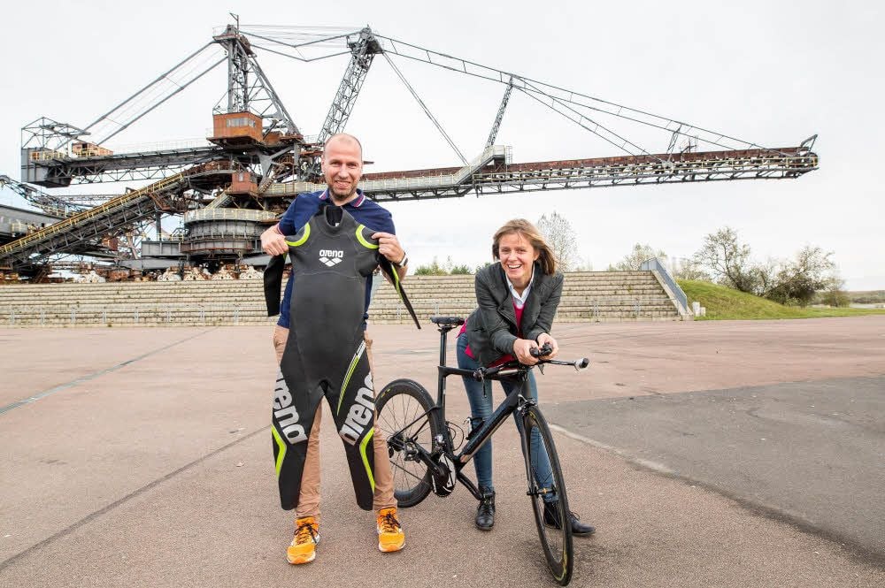 Ronny Winkler und Vicky Andrä freuen sich bereits auf ihre Premiere für einen Triathlon auf dem Gelände in Ferropolis.