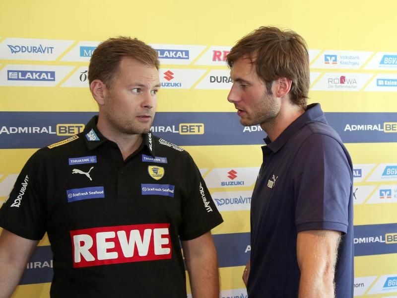 Neu bei den Rhein-Neckar Löwen: Trainer Kristjan Andresson (l) und Rückkehrer Uwe Gensheimer. Foto: Michael Deines