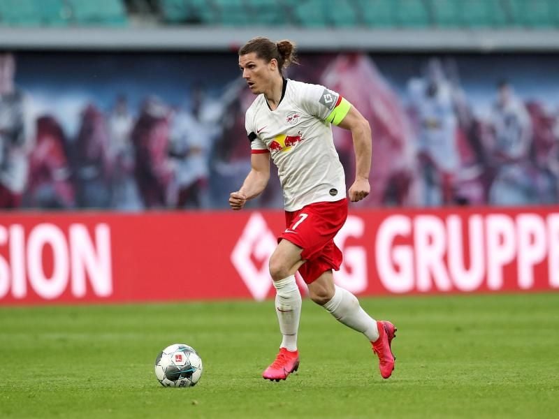 Marcel Sabitzer glaubt an die Finalchancen für RB Leipzig trotz des starken Halbfinalgegners PSG. Foto: Alexander Hassenstein/Getty Images Europe/Pool/dpa/Archivbild
