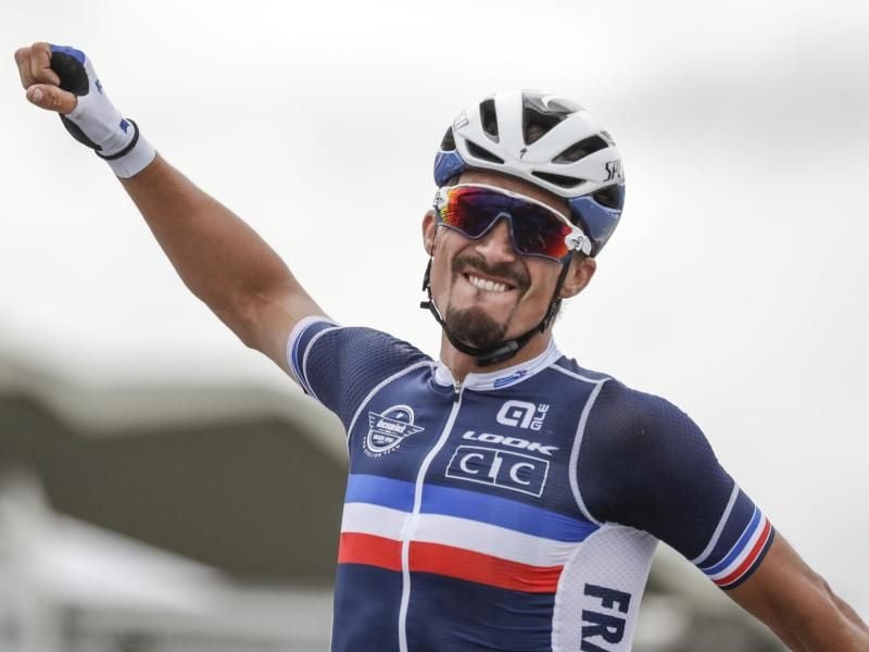 Julian Alaphilippe hat schon während der Tour an die WM gedacht. Foto: Andrew Medichini/AP/dpa
