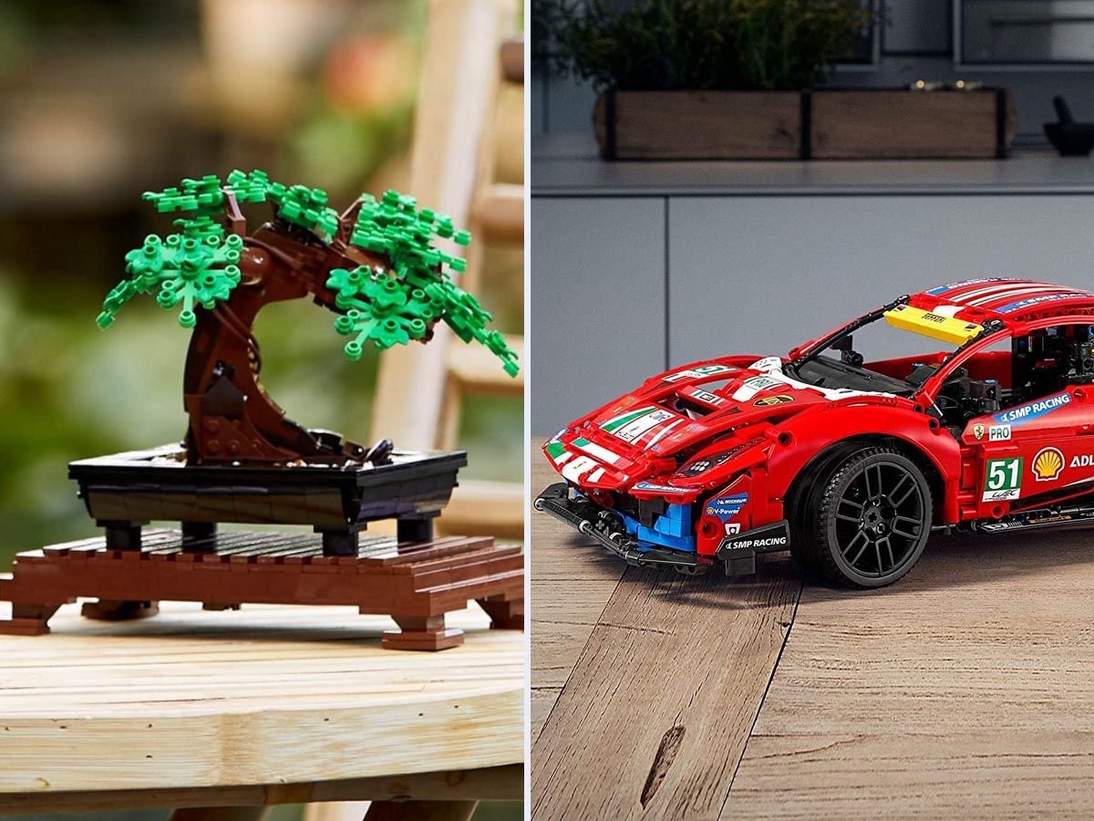 Unter den Lego-Neuheiten 2021 findet man zum Beispiel diesen dekorativen Bonsai-Baum oder den Ferrari 488 GTE von Lego Technic.