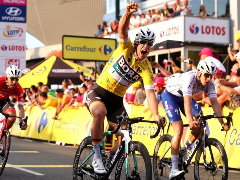 Gewann auch die zweite Etappe der Polen-Rundfahrt: Pascal Ackermann vom Team Bora-hansgrohe. Foto: Andrzej Grygiel/PAP