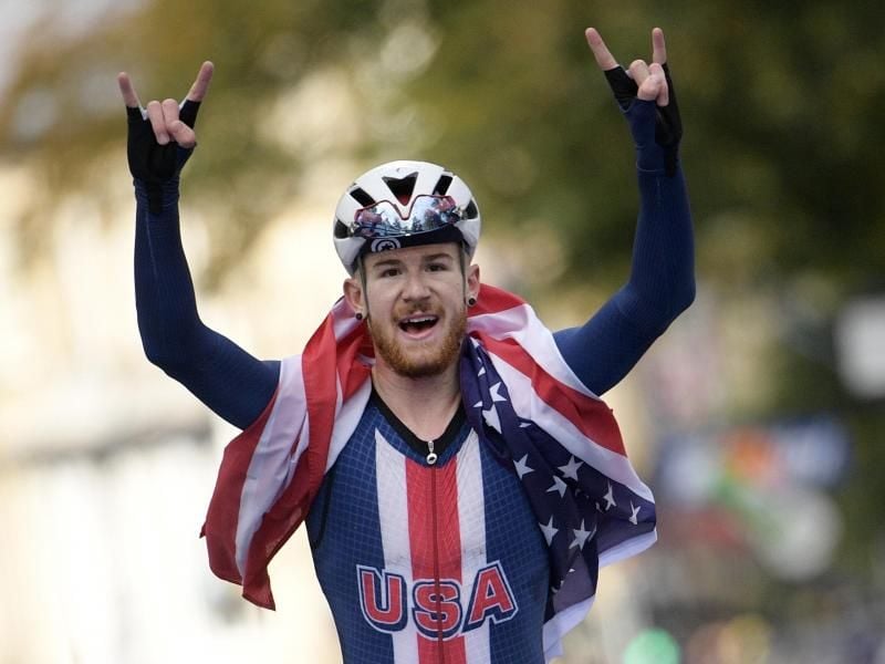 US-Profi Quinn Simmons bei der Straßenrad-WM 2019 in Harrogate. Foto: Yorick Jansens/BELGA/dpa