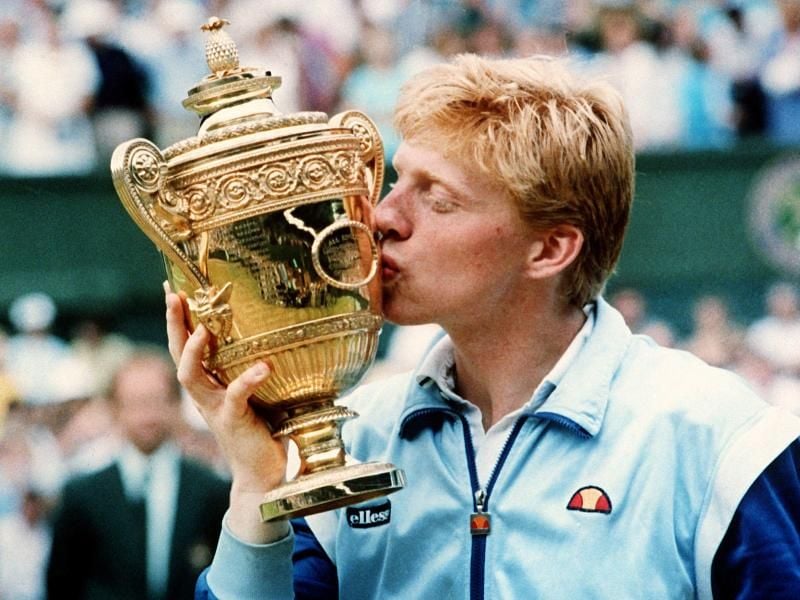 Der 18-jährige Boris Becker gewinnt in Wimbledon. Foto: Wolfgang Eilmes/Archiv