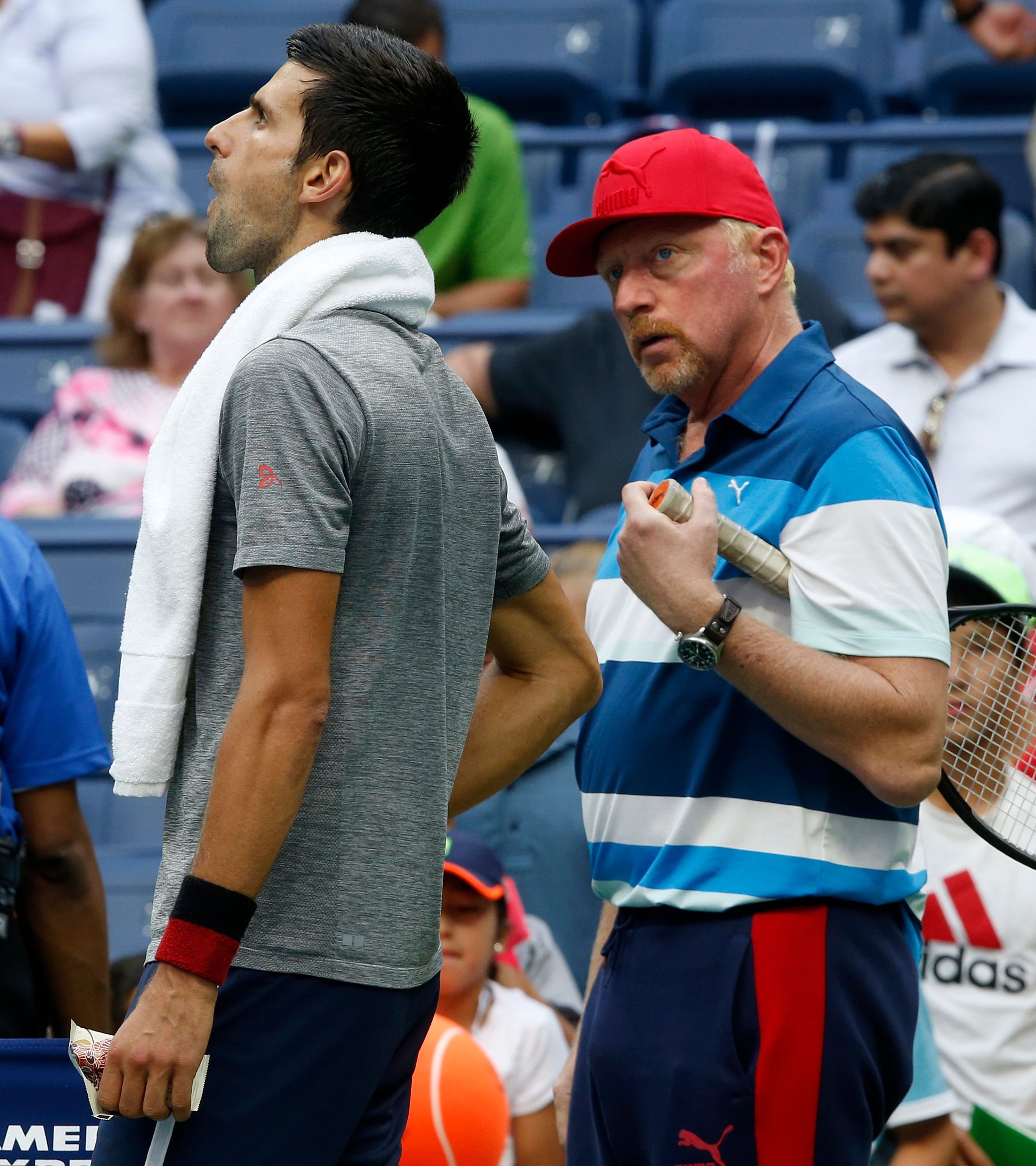 Ganze drei Jahre betreute Boris Becker Novak Djokovic (l.).