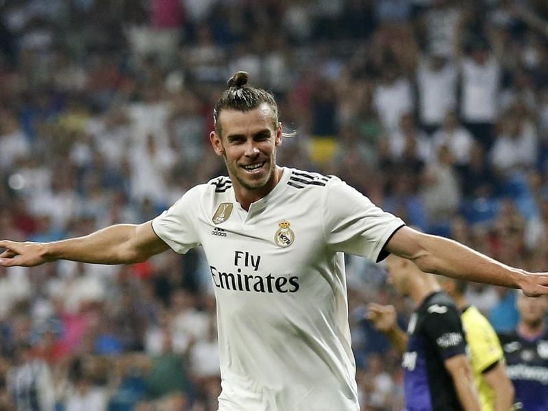 Madrids Gareth Bale jubelt über seinen treffer zum 1:0 gegen CD Leganes. Foto: Andrea Comas/AP