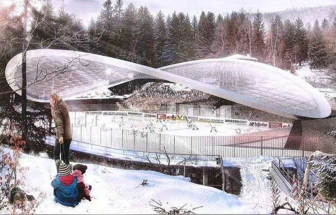 So soll die Feuerstein-Arena laut einer Computersimulation aussehen.