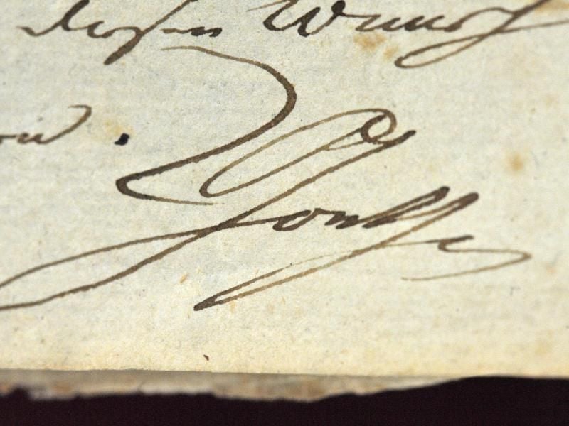 Die Unterschrift von Johann Wolfgang von Goethe (1749-1832). Foto: Peter Endig