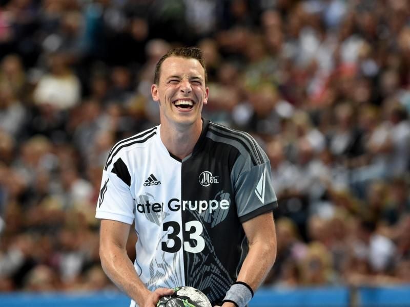 Dominik Klein bei seinem Abschiedsspiel mit dem THW Kiel. Foto: Carsten Rehder