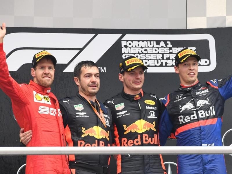 Podest ohne Silberpfeile: Beim Rennen auf dem Hockenheimring ging Mercedes leer aus. Foto: Uli Deck