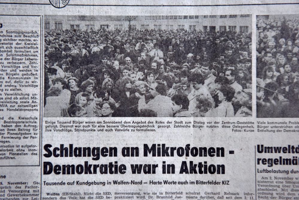So berichtete die „Freiheit“ am 7. November 1989 von der großen Demo in Wolfen-Nord.
