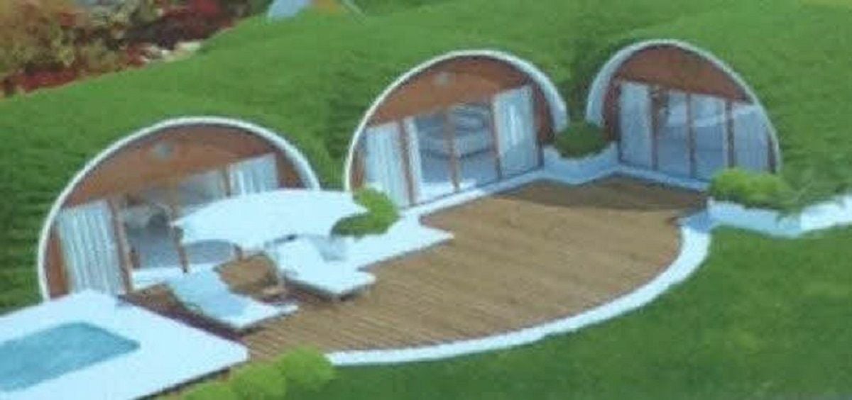 Der Entwurf zeigt die geplanten Hobbit-Höhlen.