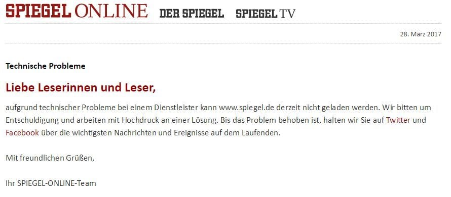 „Spiegel Online“ ist offline.
