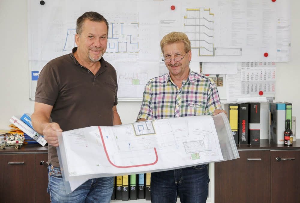 Stefan Palme (l.) und Bernd Seifert zählen zu den einflussreichsten Unternehmern im Kreis. Viele Gebäude tragen ihre Handschrift.