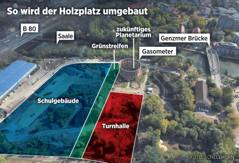 So soll das Gelände des alten Gaswerks genutzt werden. 2021 könnten die großen Projekte umgesetzt sein. Im Sommer 2019 soll schon die Schule eröffnen.