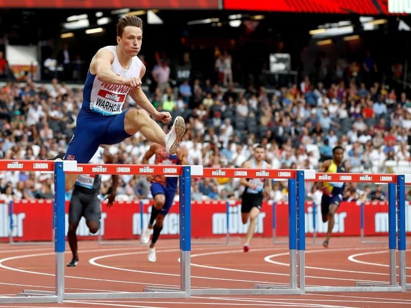 Karsten Warholm stellte über 400 Meter Hürden einen Europarekord auf. Foto: Martin Rickett/PA Wire