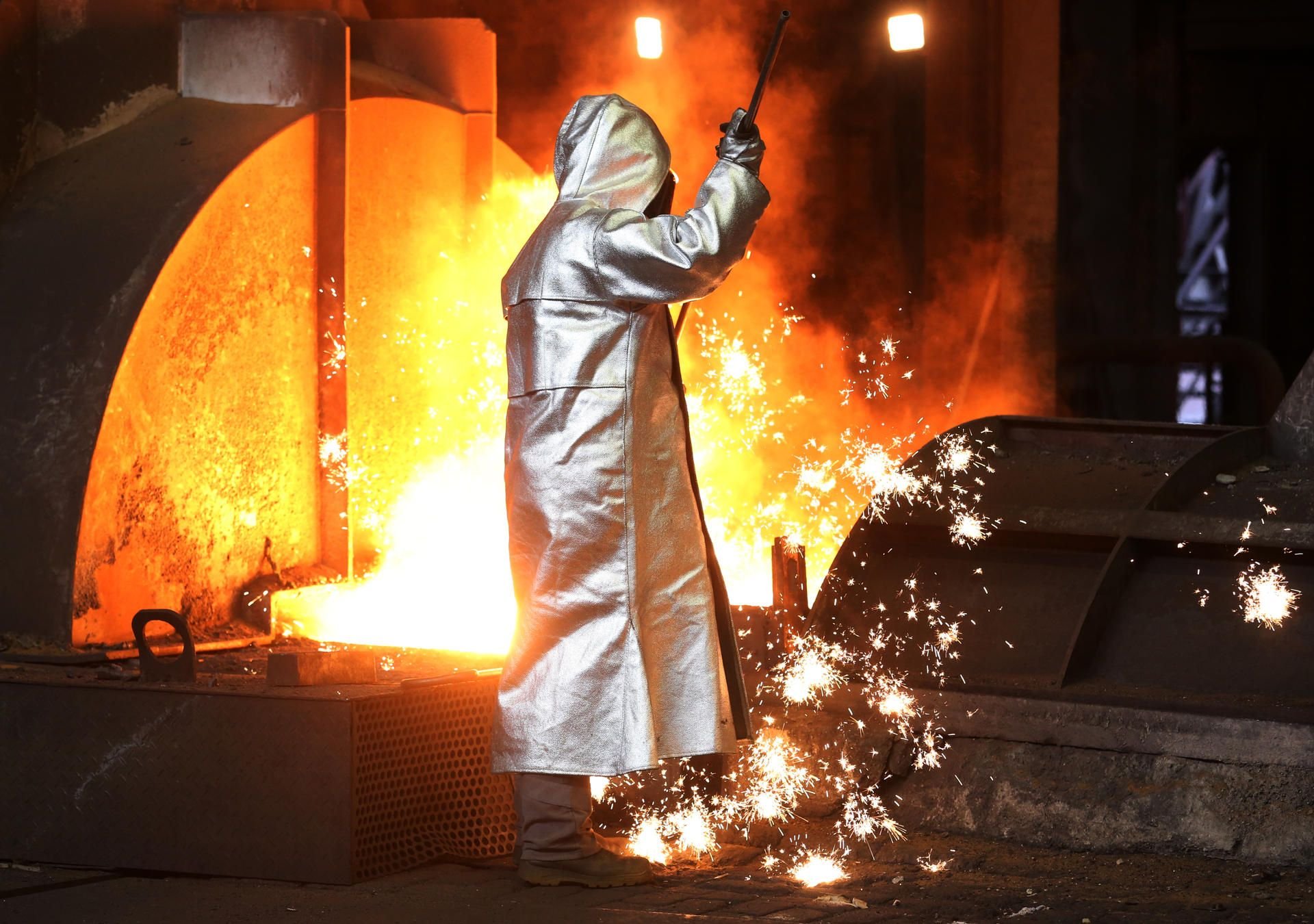 Stahlarbeiter bei ThyssenKrupp in Duisburg