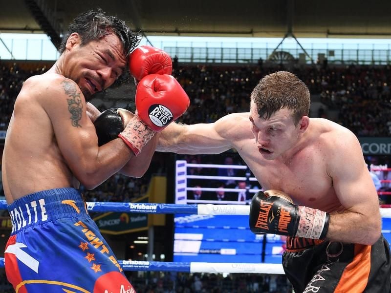 Manny Pacquiao (l) musste gegen Jeff Horn viele Treffer einstecken. Foto: Dave Hunt