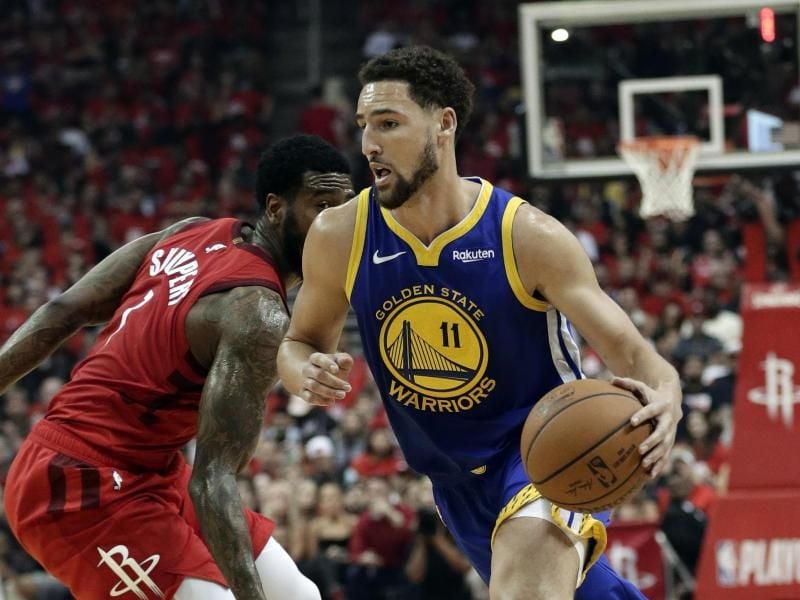 Hat sich bei einem privaten Training die rechte Achillessehne gerissen: Klay Thompson.. Foto: Eric Gay/AP/dpa